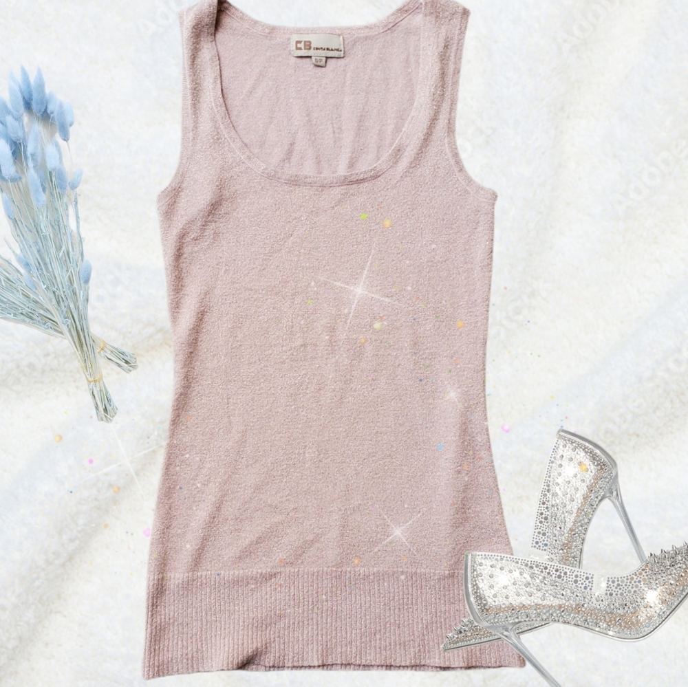 ⭐HOST PICK⭐2/$30 - Costa Blanca Shimmer sleeveless top- Cotton mix- Size Small